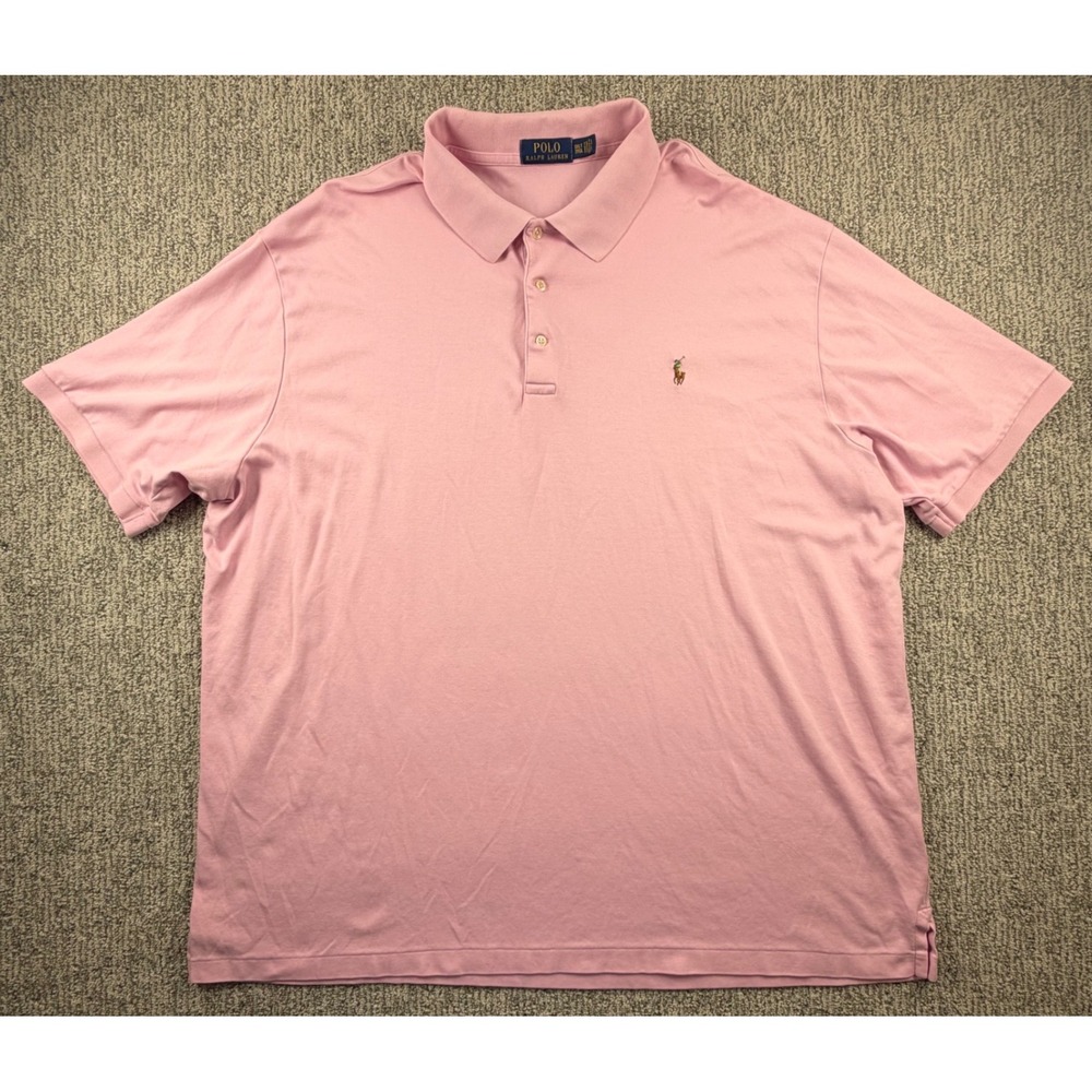 Polo Ralph Lauren Polo Shirt Mens 3XLT Pink Short Sleeve Multi Pony Logo